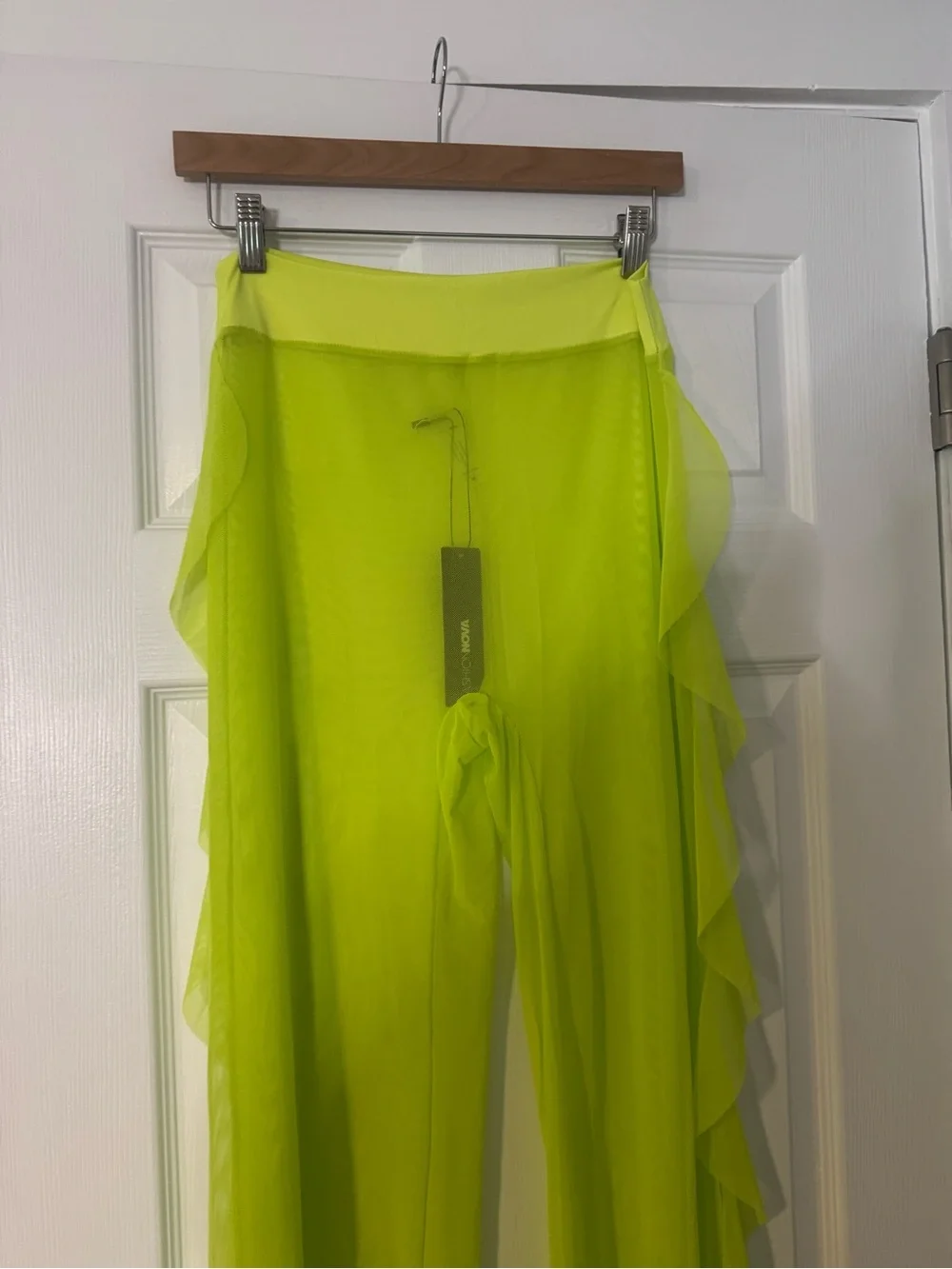 NWT Fashion Nova Sheer Neon Green Swim Coverup Pants Size Medium